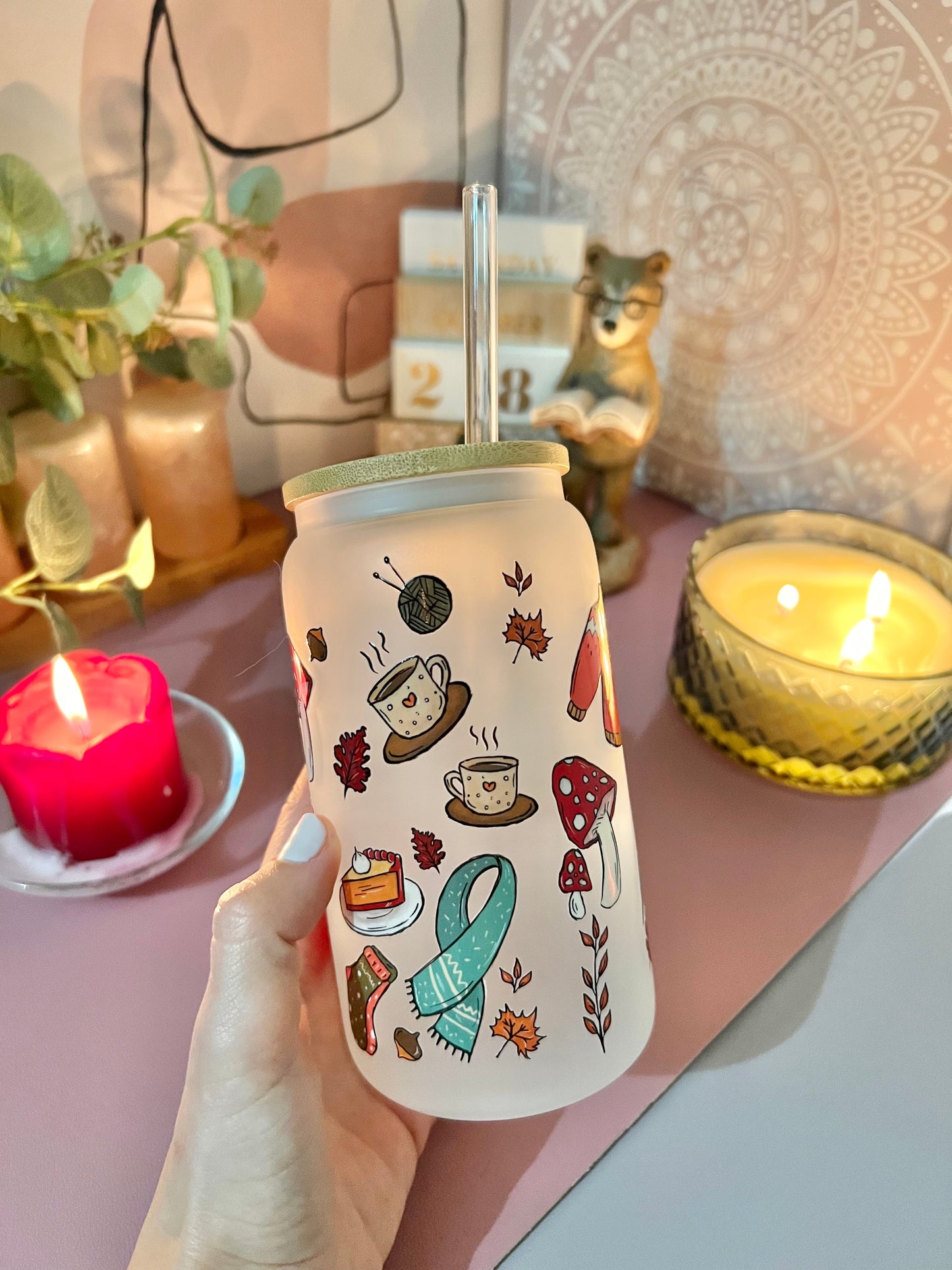 Cozy Winterđź§Ł 16 oz Glass Can